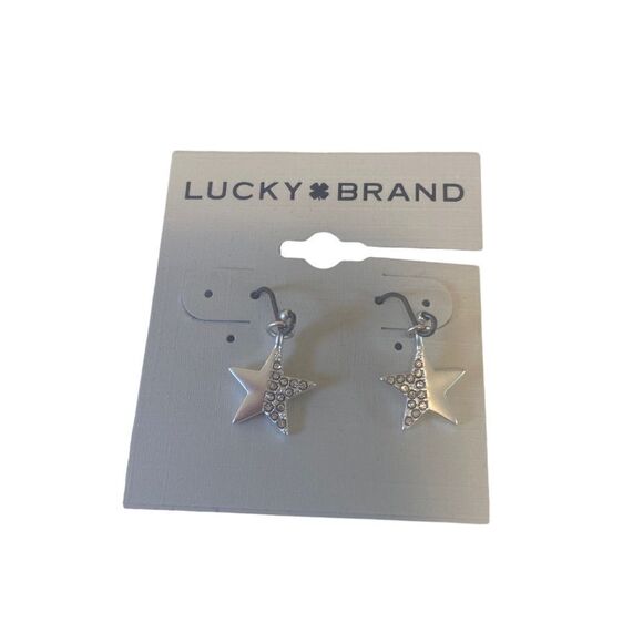 Mini Pave Silver Star Drop Earrings - Picture 5 of 6